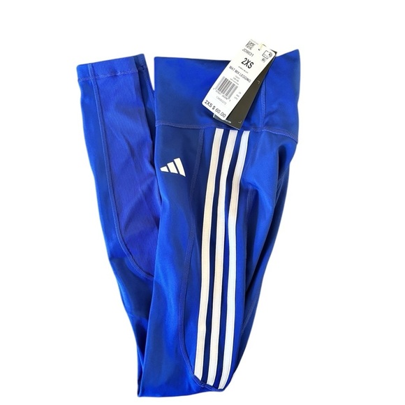 Adidas Women's Aeroready 3 Stripes Leggings Tights Sz XXS Semi Lucid Blue - Picture 1 of 4